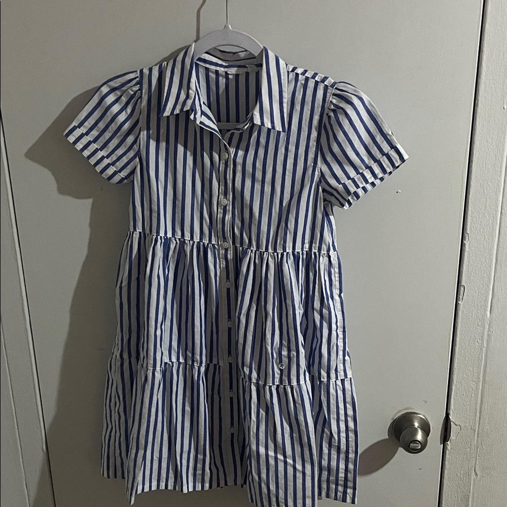 Blue and White Striped Kids Dress